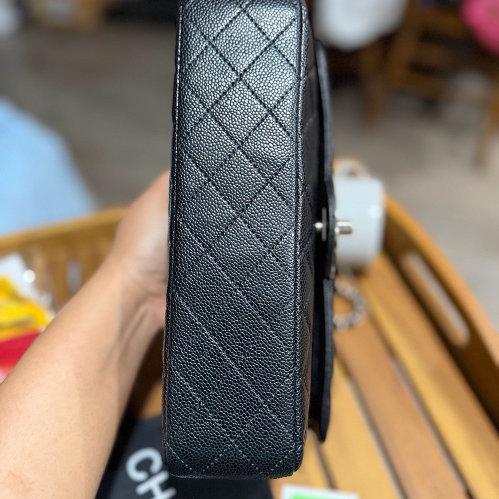 Black Quilted Caviar Medium Classic Double Flap Bag Silver Hardware, 2022 - Picture 7 of 16